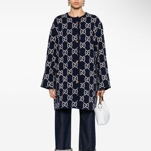 Gucci Navy GG Pattern Coat